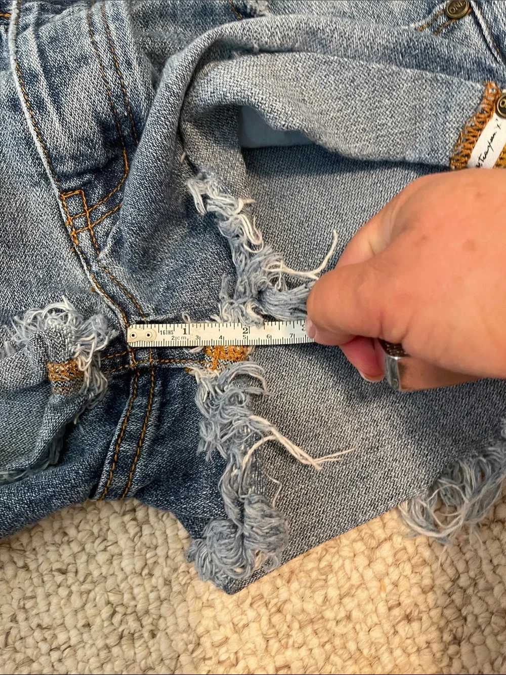 One Teaspoon Light Blue Frayed Hem Denim Shorts